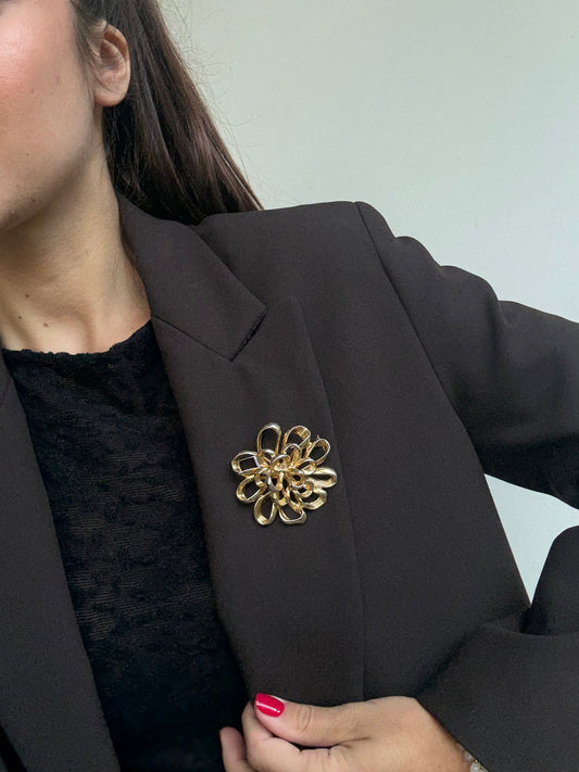 Broche vintage - Fleur ajourée dorée