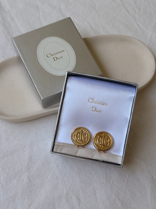 Boucles d’oreilles Christian Dior vintage - Rondes logo Dior