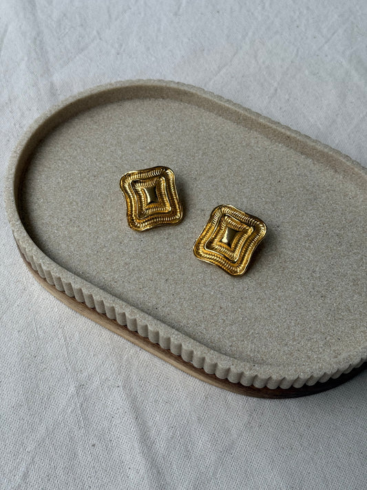 Boucles d’oreilles vintage - Rectangles texturés dorés