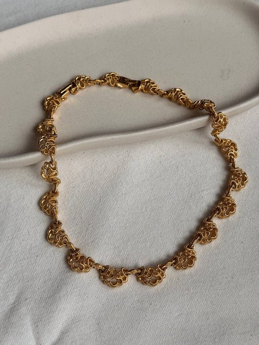 Collier Nina Ricci vintage - Dentelle travaillée dorée