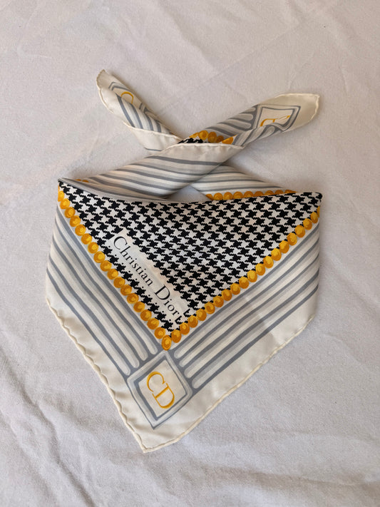 Foulard Christian Dior – Motifs pieds-de-poule
