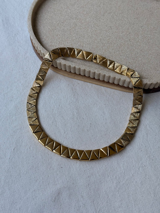 Collier Yves Saint Laurent vintage - Maillons triangulaires dorés