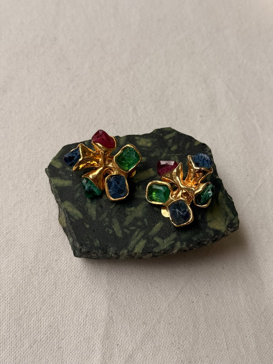 Boucles d’oreilles vintage - Pierres multicolores