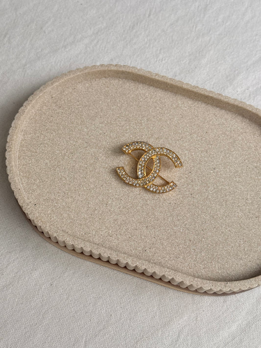 Broche Chanel vintage - CC ornée de strass