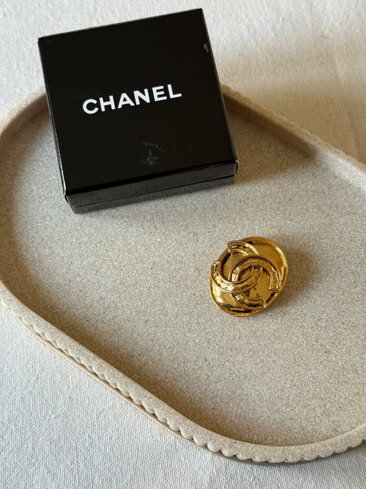 Vintage Chanel Brooch - Oval with CC Logo in the Center
