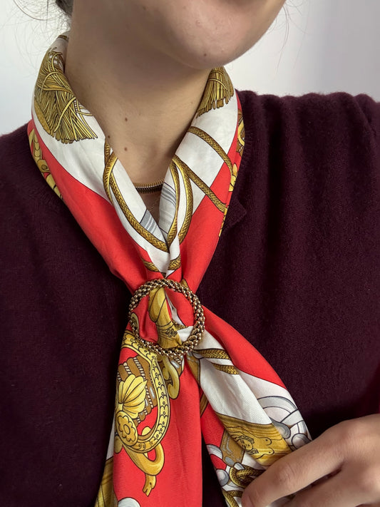 Anneau de foulard YSL vintage - Double anneaux dorés