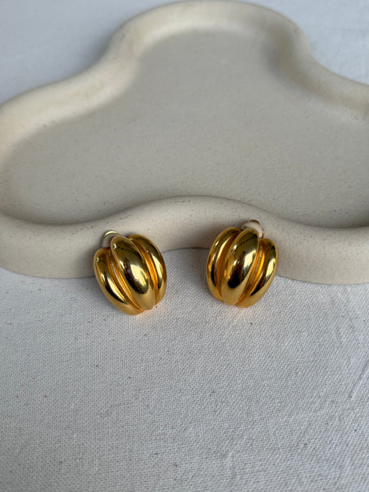 Boucles d’oreilles vintage - Créoles bombées dorées