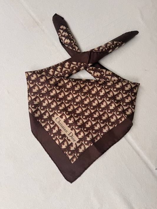 Foulard Christian Dior – Modèle monogramme marron