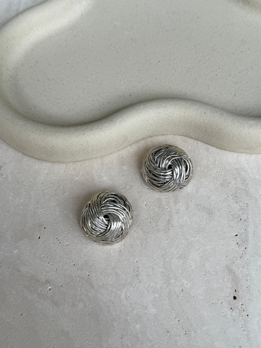 Boucles d’oreilles Poggi vintage - Noeud torsadé argenté