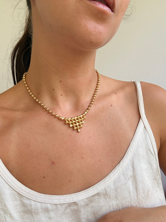 Collier Christian Dior vintage - maille boule cristaux et strass