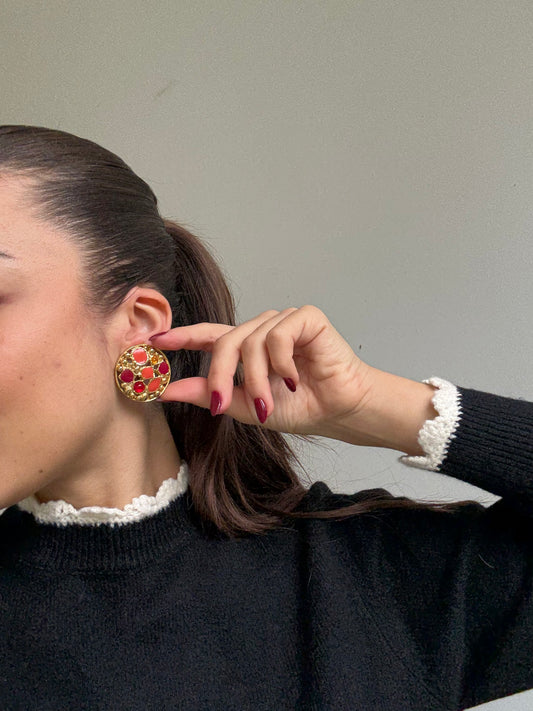 Boucles d’oreilles vintage - Multicolores orangés et roses