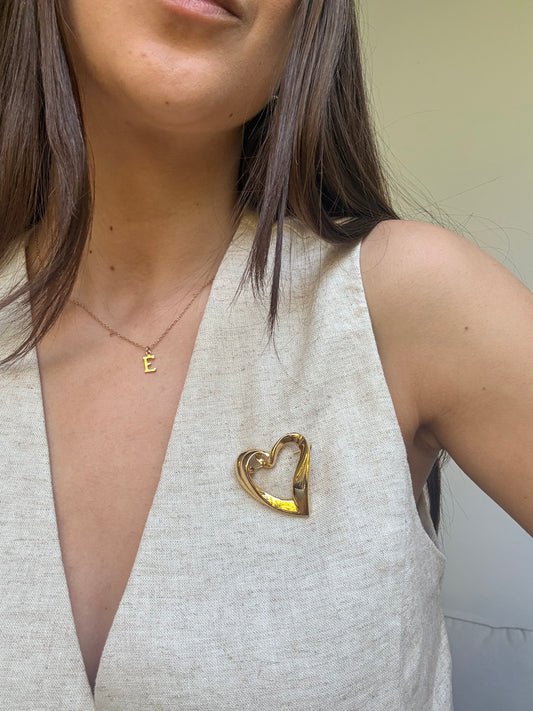 Broche vintage - Cœur ajouré doré
