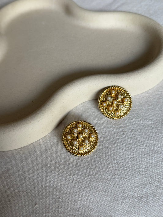 Boucles d’oreilles vintage - Perles fantaisies et tressage