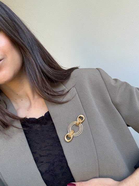 Broche Trifari vintage - Anneaux entrelacés dorés