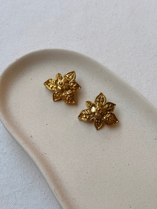 Boucles d’oreilles Sonia Rykiel vintage - Fleurs dorées