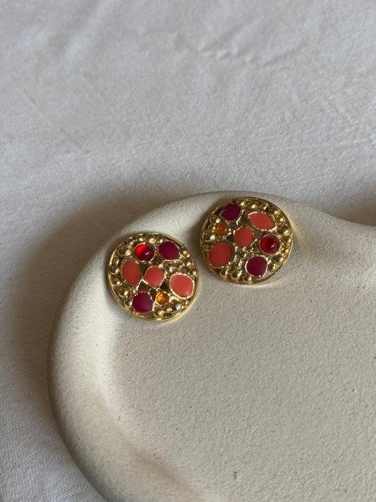 Boucles d’oreilles vintage - Multicolores orangés et roses