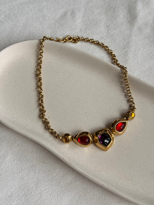Collier Monet vintage - Cabochons colorés