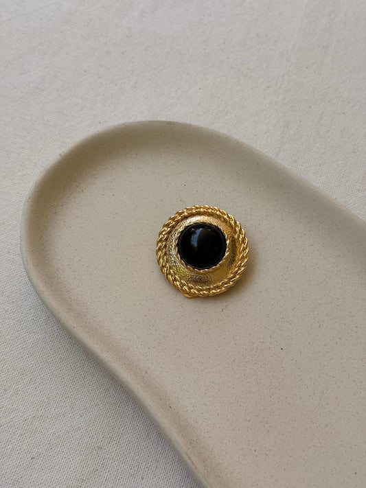 Anneau de foulard vintage - Cabochon noir