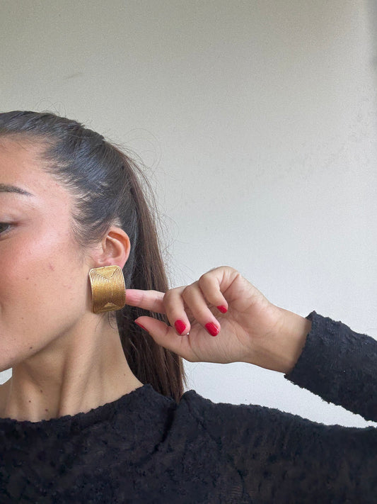 Boucles d’oreilles vintage - XXL rectangulaires texturées