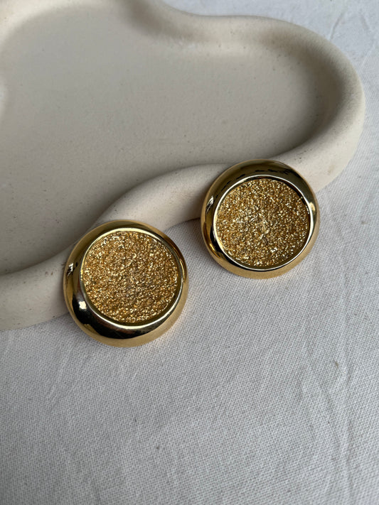 Boucles d’oreilles vintage - Rondes dorées texturées XXL
