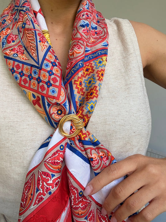 Anneau de foulard vintage - Design noeud doré