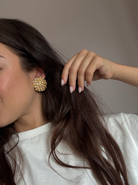 Boucles d’oreilles Sonia Rykiel vintage - Petites fleurs strass