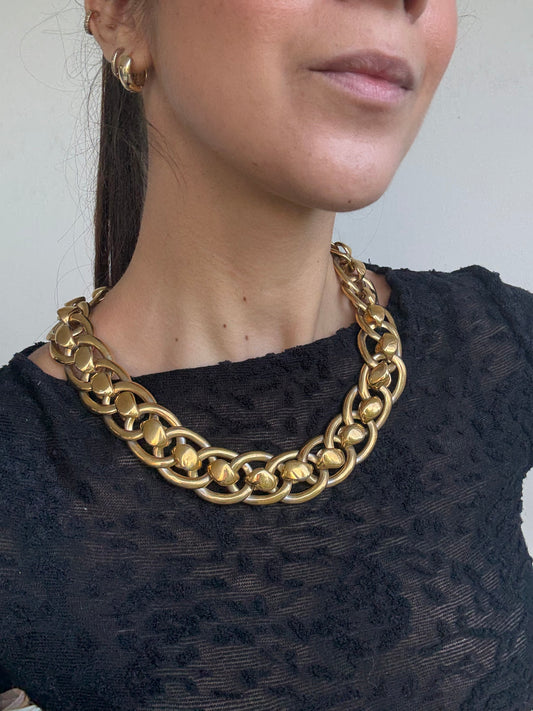 Collier Yves Saint Laurent vintage - Grosse maille dorée