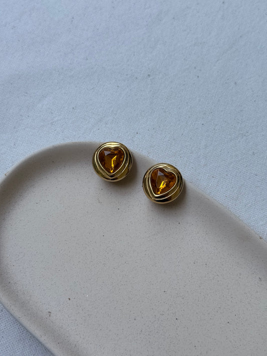 Boucles d’oreilles vintage - Cœurs ambrés