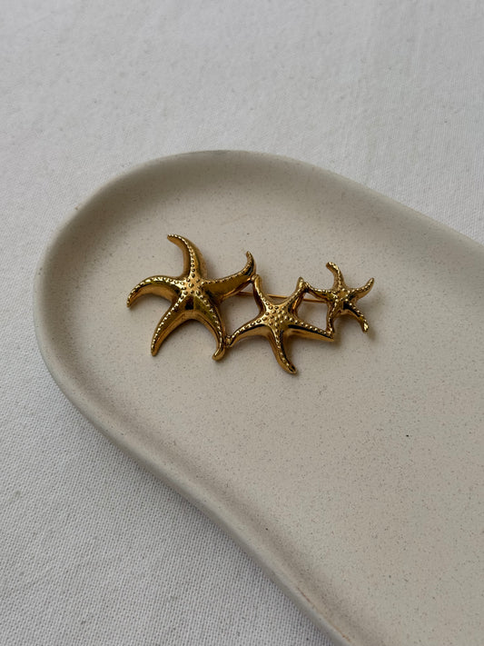 Broche vintage - Étoiles de mer dorée