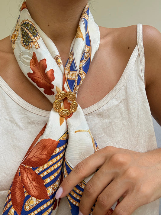Anneau de foulard vintage - Formes organiques dorées