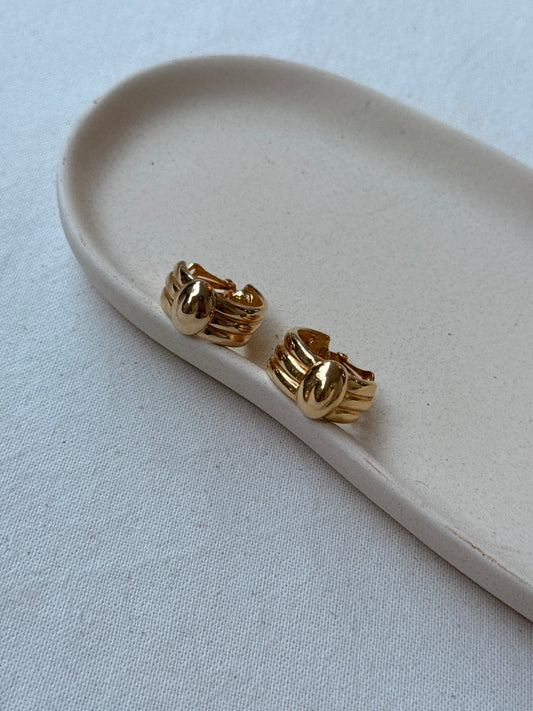 Boucles d’oreilles vintage - Créoles torsadées dorées