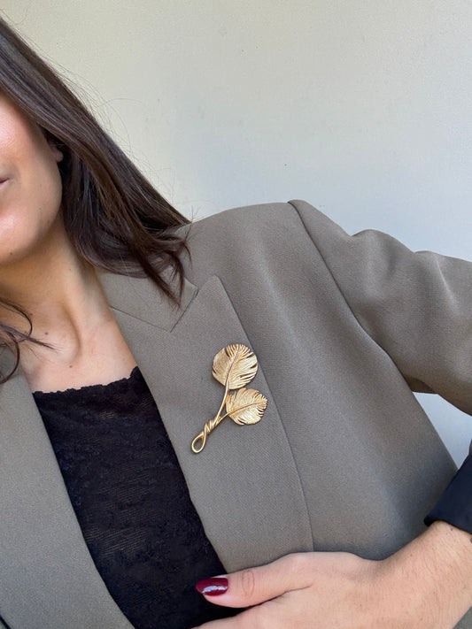 Broche Guy Laroche vintage - Feuilles dorées entrelacées