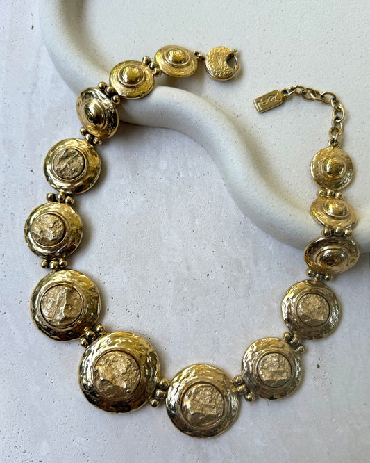 Collier Yves Saint Laurent vintage - Relief martelé XXL
