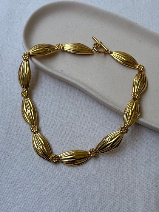 Collier doré vintage - Maillons bombés matelassés