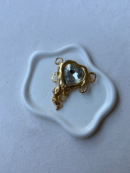 Broche Loola vintage - Cœur strass sculptural