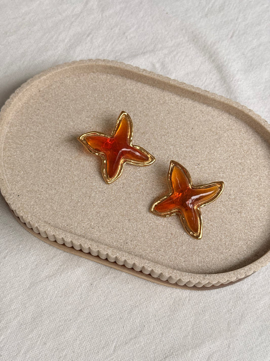 Boucles d'oreilles Guy Laroche vintage - Etoiles orangées