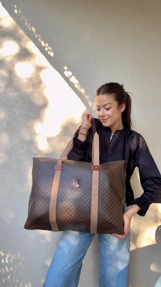 Vintage Céline travel bag - Triomphe canvas and natural leather