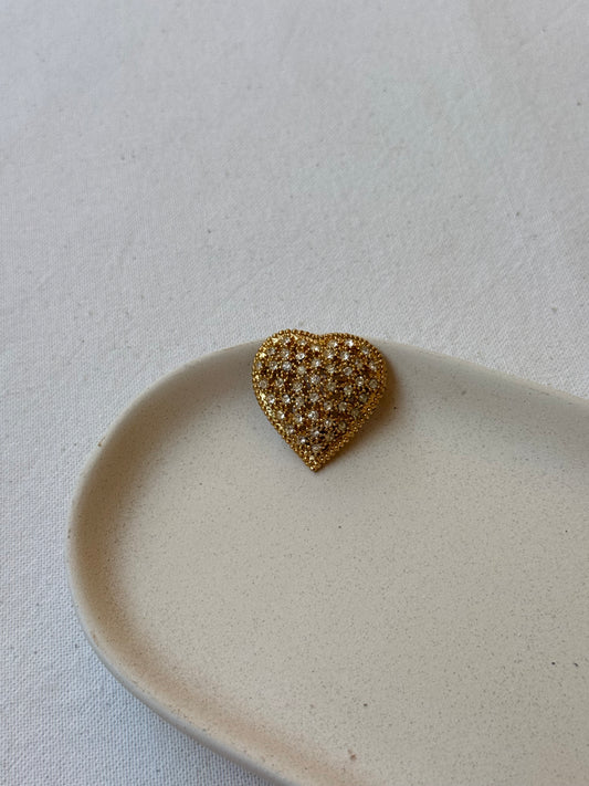 Broche vintage - Cœur orné de strass