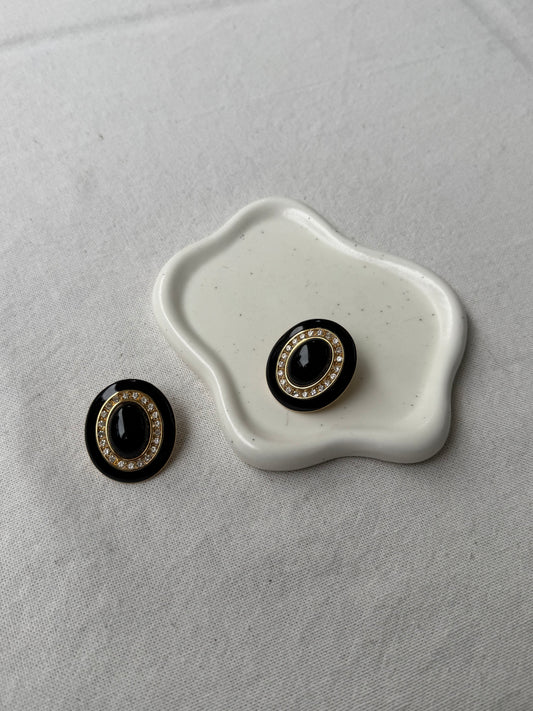 Boucles d’oreilles Monet vintage - Cabochons noirs