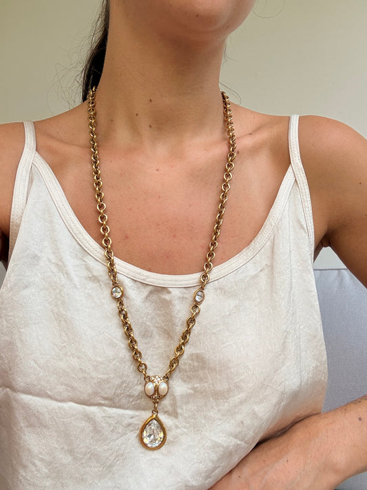 Sautoir Guy Laroche vintage - Perles et strass
