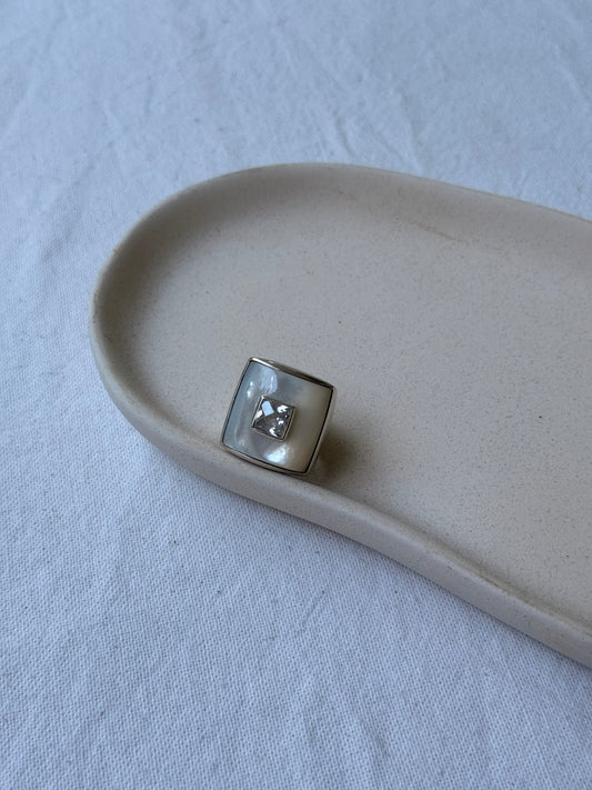 Bague vintage en argent 925 ornée de nacre
