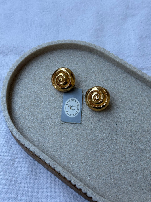 Christian Dior vintage earrings - Golden spirals