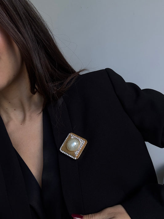 Broche Nina Ricci vintage - Perle et strass