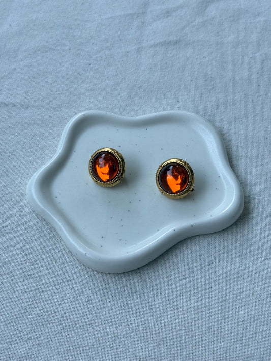 Boucles d’oreilles vintage - Cabochons ambrés