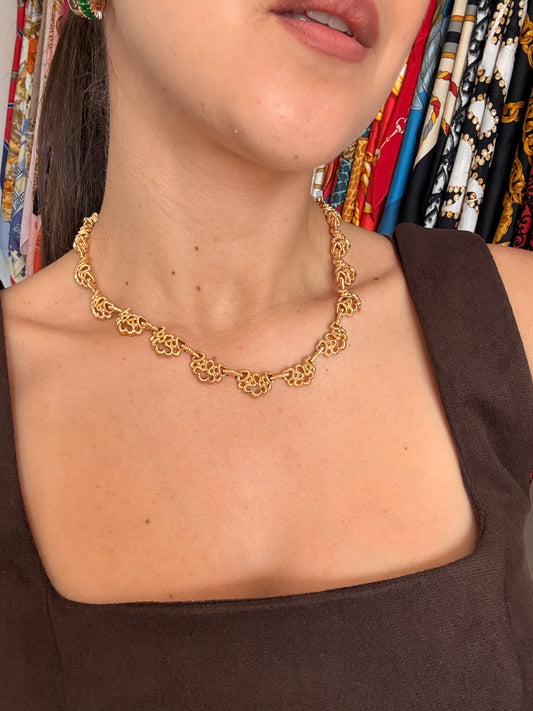 Collier Nina Ricci vintage - Dentelle travaillée dorée