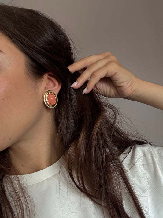 Boucles d’oreilles Givenchy vintage - Ovales cabochons roses