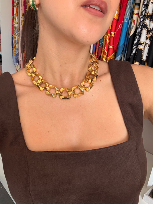 Collier doré vintage - Maillons facettés