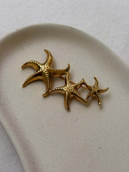 Broche vintage - Étoiles de mer dorée