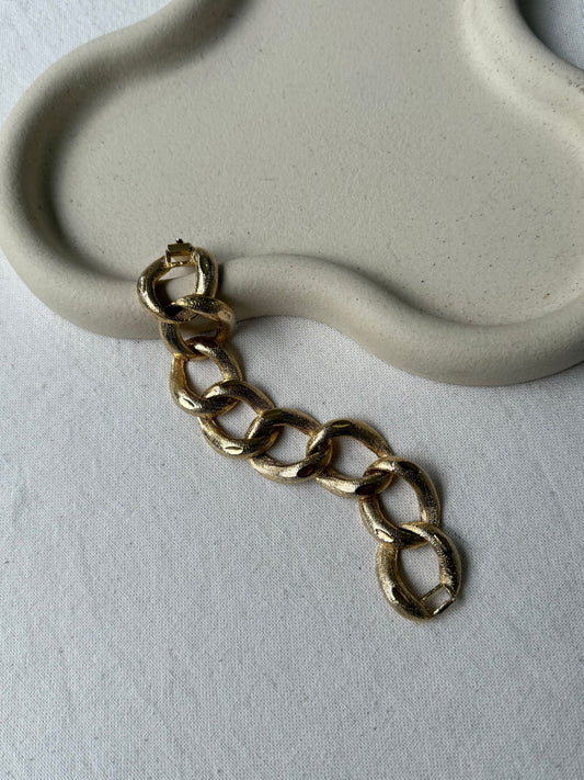 Bracelet vintage - Gros maillons texturés dorés
