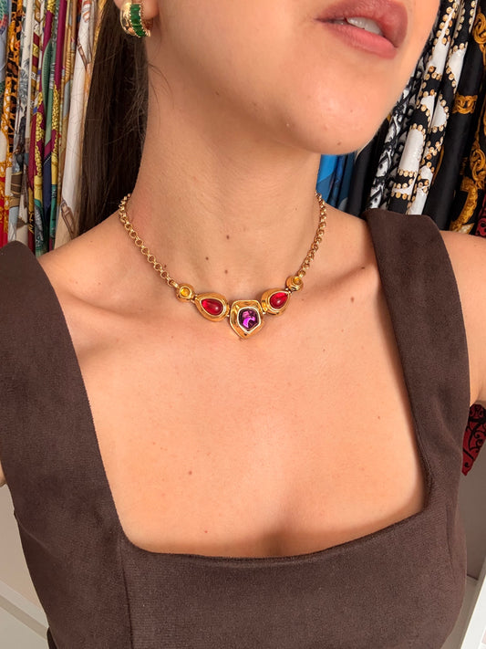 Collier Monet vintage - Cabochons colorés